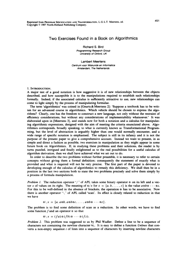 (PDF) Two exercises found in a book on algorithmics