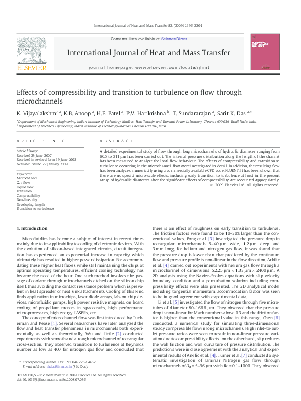 (PDF) Effects of compressibility and transition to turbulence on flow ...