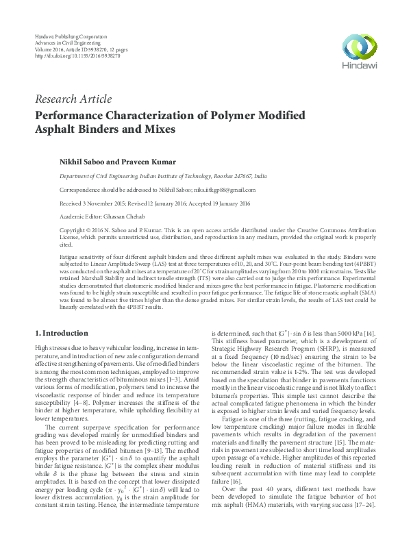 (PDF) Performance Characterization of Polymer Modified Asphalt Binders ...