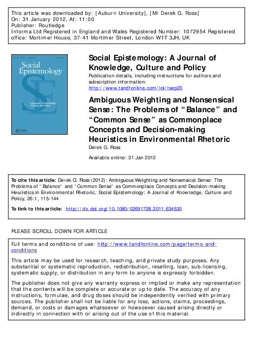 (PDF) Ambiguous Weighting and Nonsensical Sense: The Problems of ...