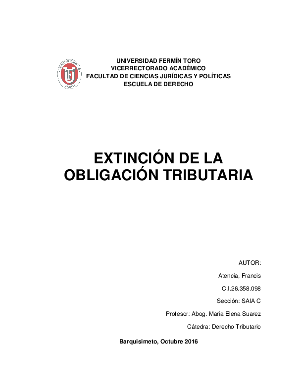(PDF) Extinción de las obligaciones Tributarias
