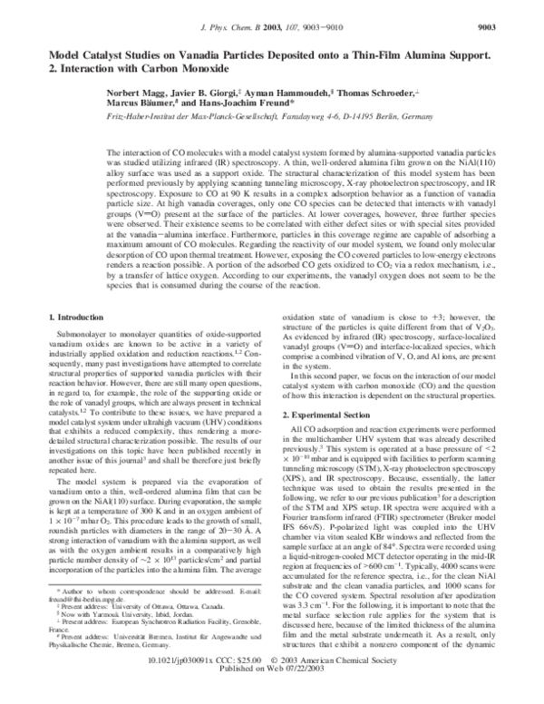 (PDF) Model Catalyst Studies on Vanadia Particles Deposited onto a Thin ...