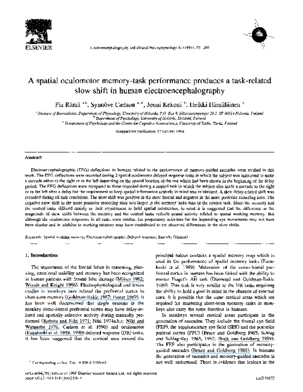 (PDF) A spatial oculomotor memory-task performance produces a task ...