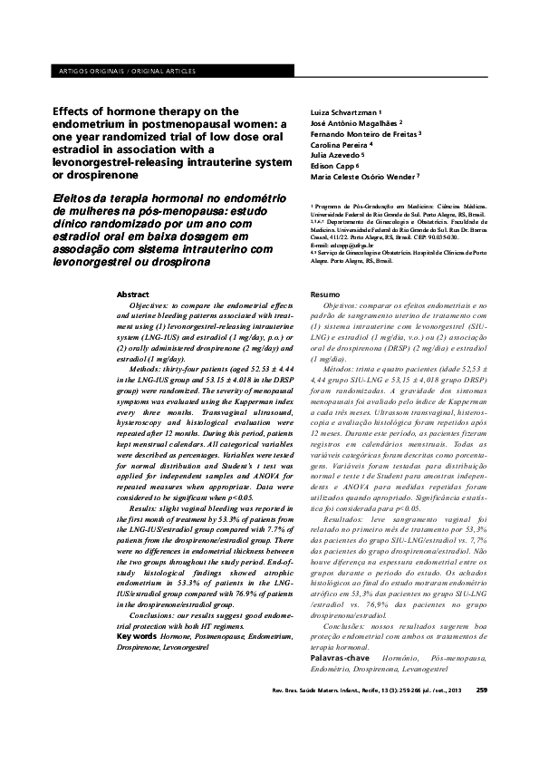 (PDF) Effects of hormone therapy on the endometrium in postmenopausal ...