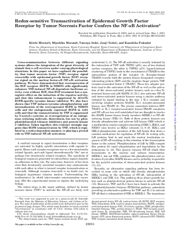 (PDF) Redox-sensitive Transactivation of Epidermal Growth Factor ...