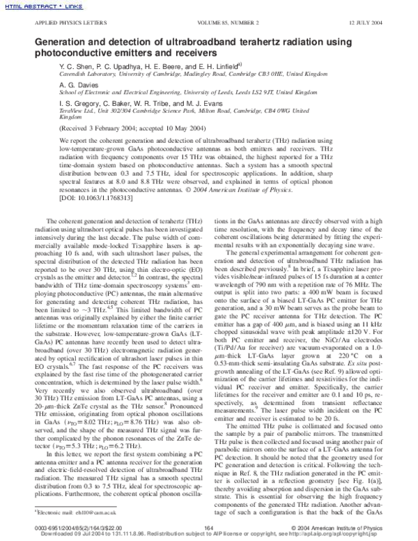 (PDF) Generation and detection of ultrabroadband terahertz radiation ...