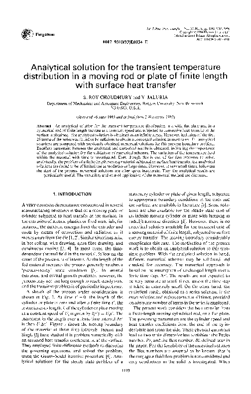 (PDF) Analytical solution for transient temperature distribution of ...