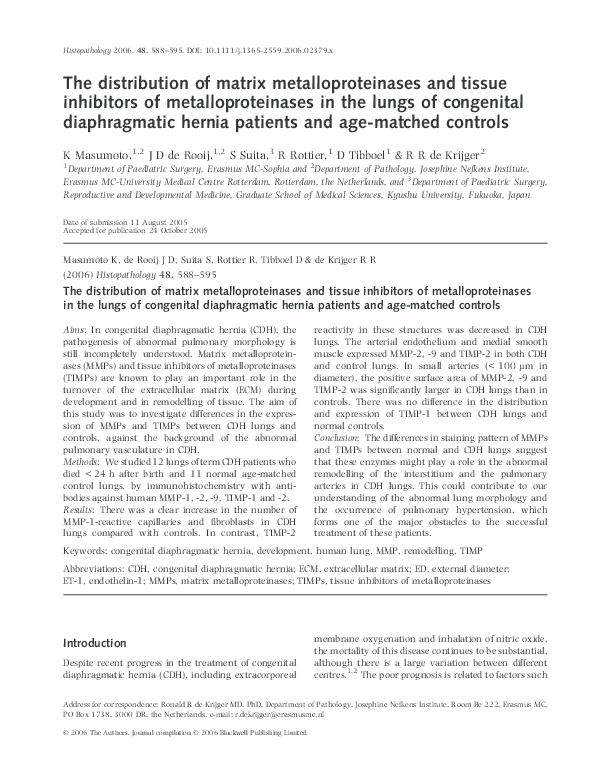 (PDF) The distribution of matrix metalloproteinases and tissue ...