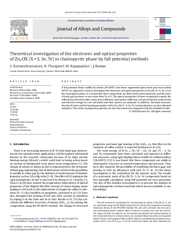 (PDF) Theoretical investigation of the electronic and optical ...