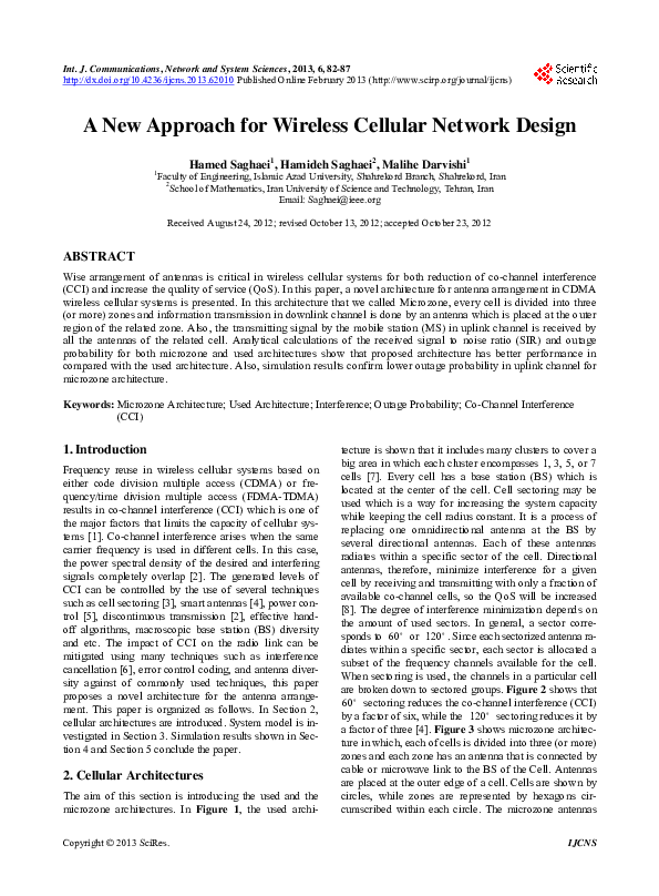 (PDF) A New Approach for Wireless Cellular Network Design