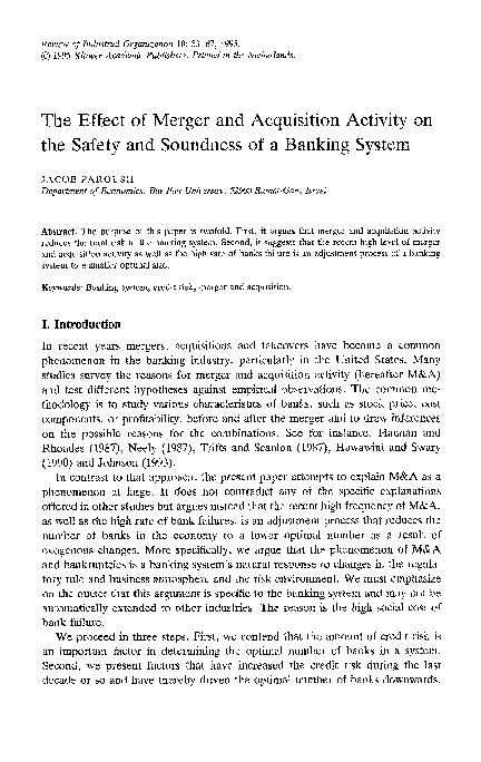 (PDF) The effect of merger and acquisition activity on the safety and ...