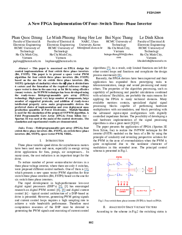 (PDF) A new FPGA implementation of four- switch three- phase inverter