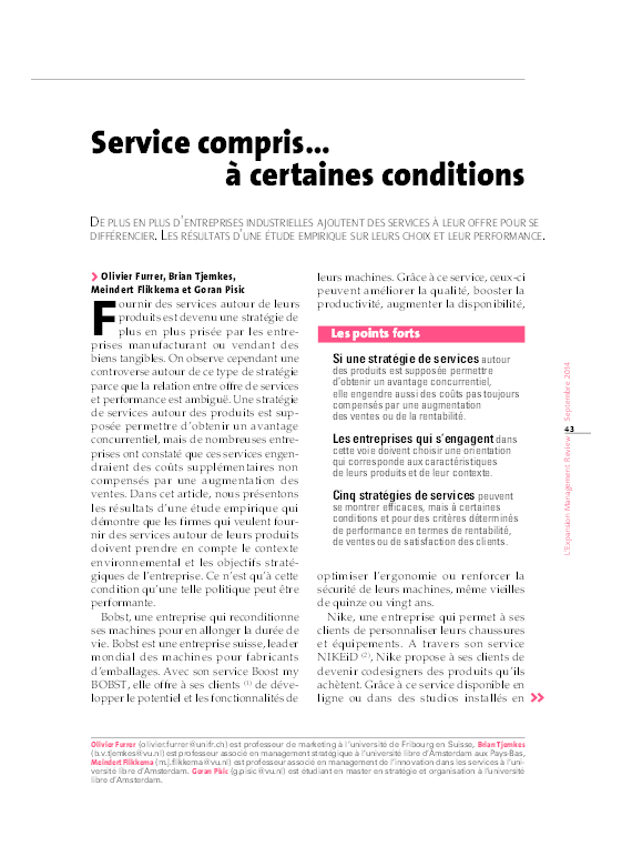 (PDF) Service compris... à certaines conditions Meindert Flikkema and