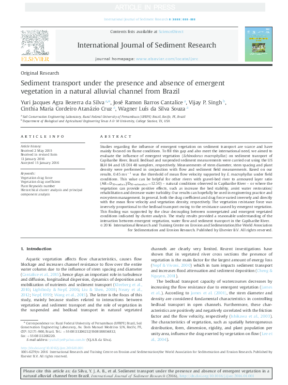(PDF) Sediment transport under the presence and absence of emergent ...
