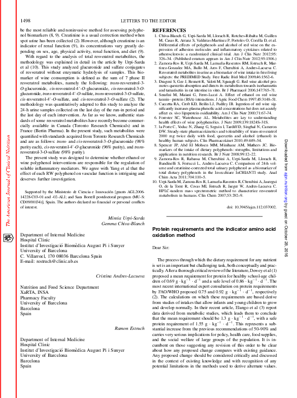 (PDF) Protein requirements and the indicator amino acid oxidation method