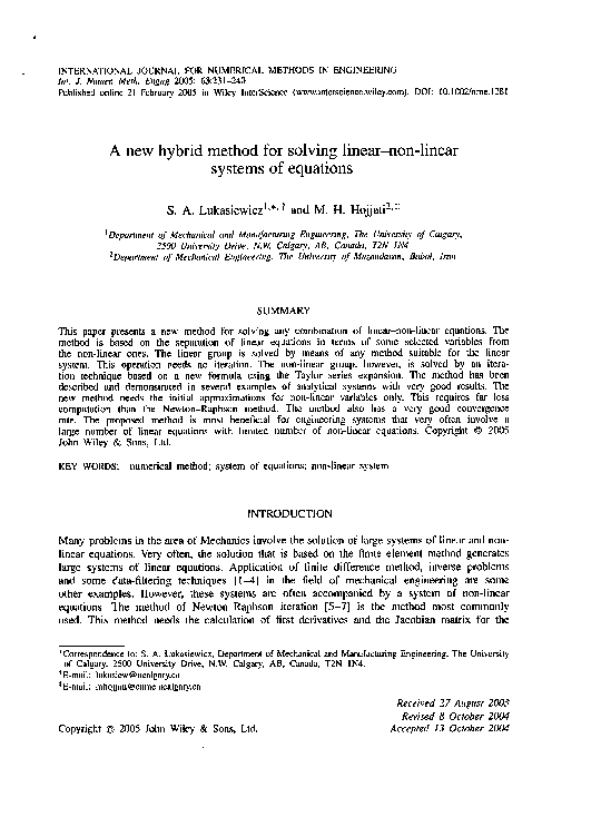 (PDF) A new hybrid method for solving linear-non-linear systems of ...