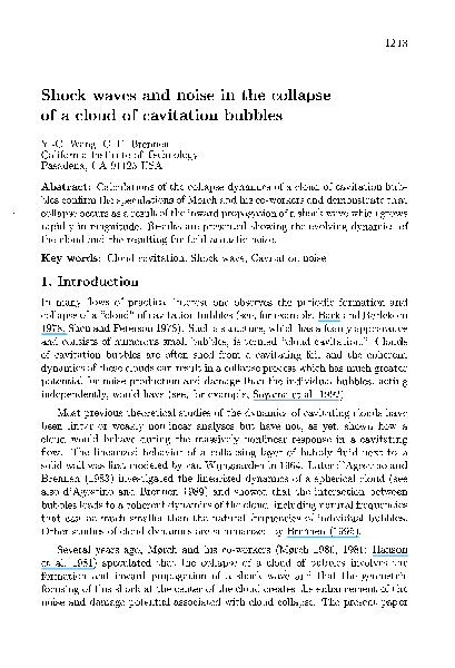 (PDF) Shock Waves and Noise in the Collapse of a Cloud of Cavitation ...