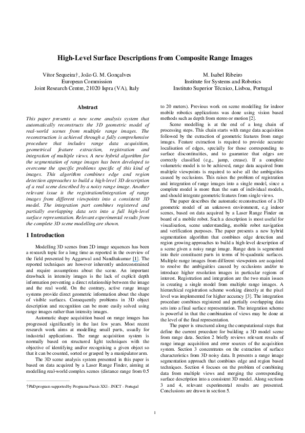 (PDF) Highlevel surface descriptions from composite range images