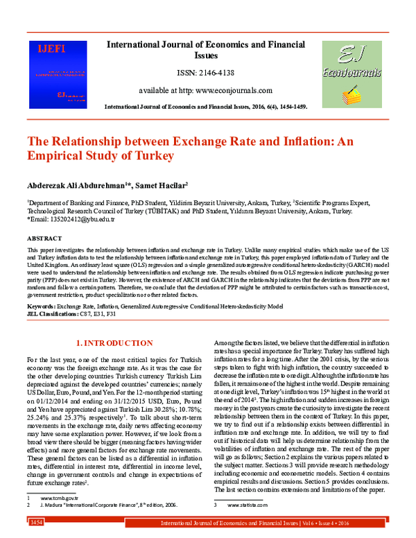(PDF) The Relationship between Exchange Rate and Inflation: An ...
