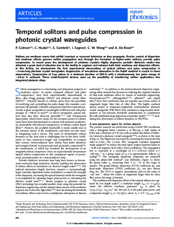 (PDF) Temporal solitons and pulse compression in photonic crystal ...