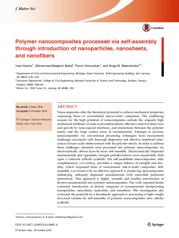 (PDF) Polymer nanocomposites processed via self-assembly through ...
