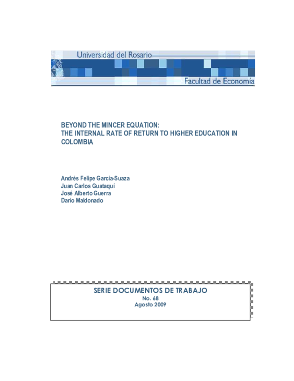 (PDF) Beyond the Mincer equation the internal rate of return to higher
