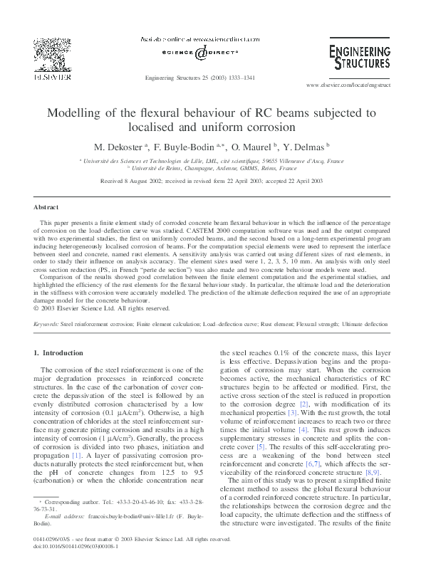 (PDF) Modelling of the flexural behaviour of RC beams subjected to ...