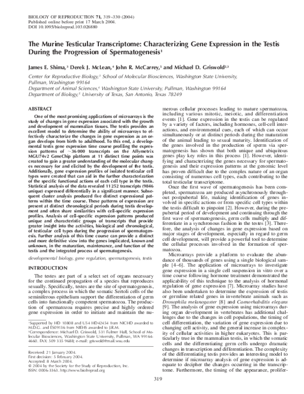 (PDF) The Murine Testicular Transcriptome: Characterizing Gene ...
