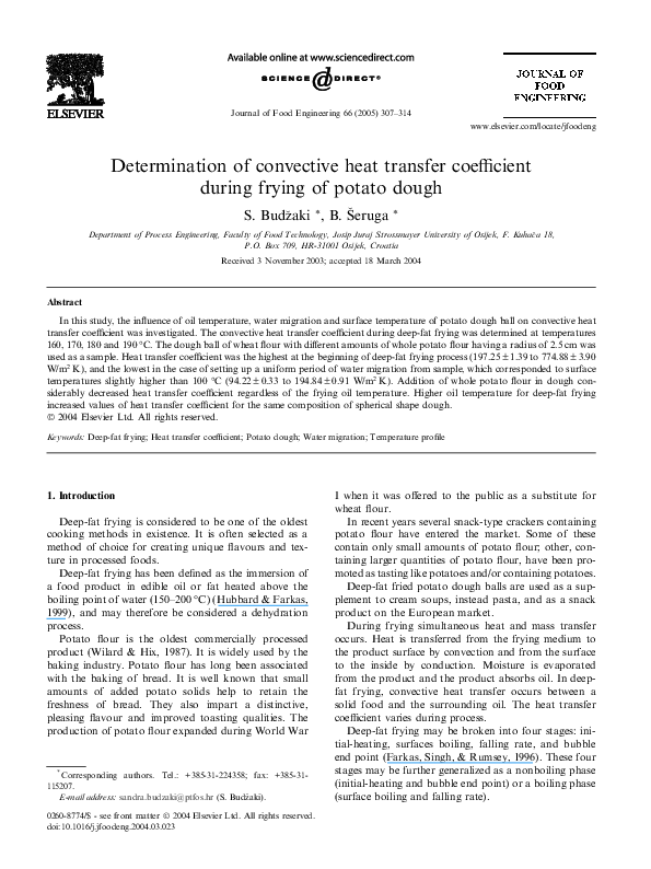 PDF Determination Of The Convective Heat Transfer Coefficient In