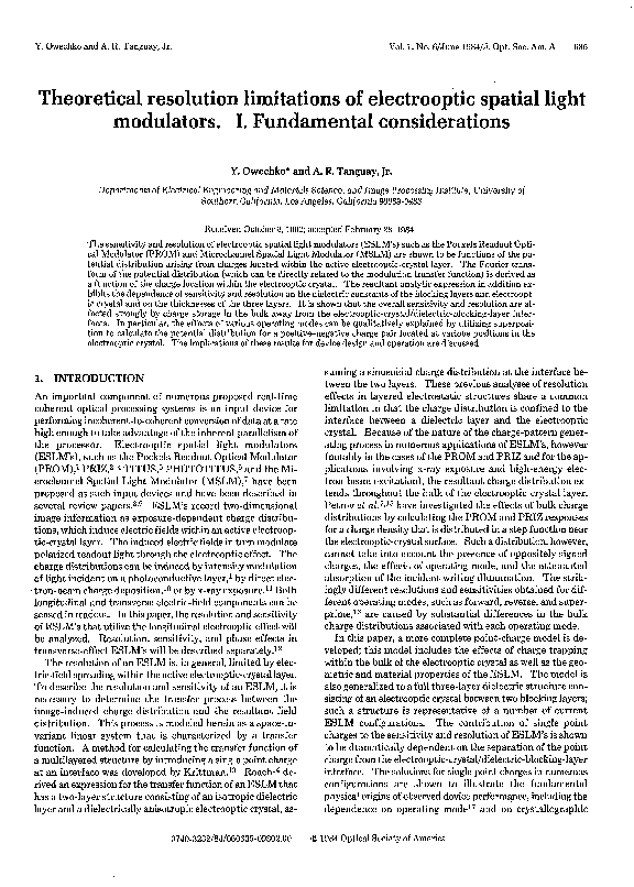 (PDF) Theoretical resolution limitations of electrooptic spatial light ...