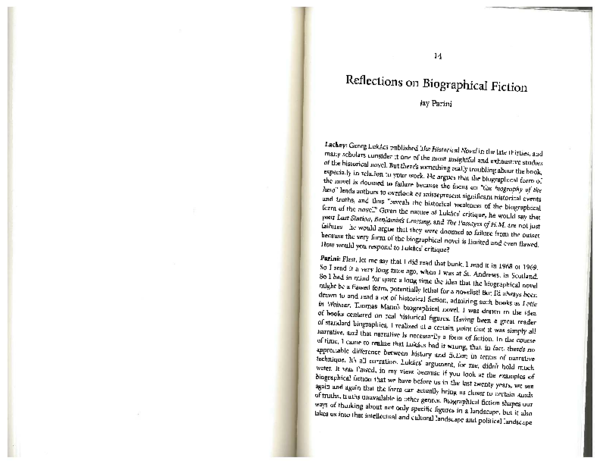 (PDF) Jay Parini: Reflections on Biographical Fiction
