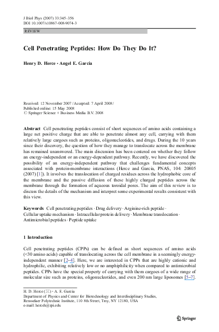 (PDF) Cell Penetrating Peptides: How Do They Do It