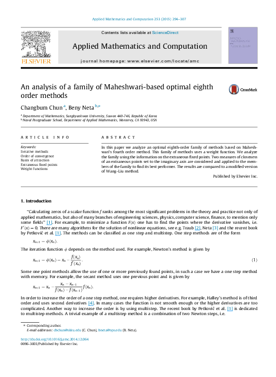 (PDF) An analysis of a family of Maheshwari-based optimal eighth order ...