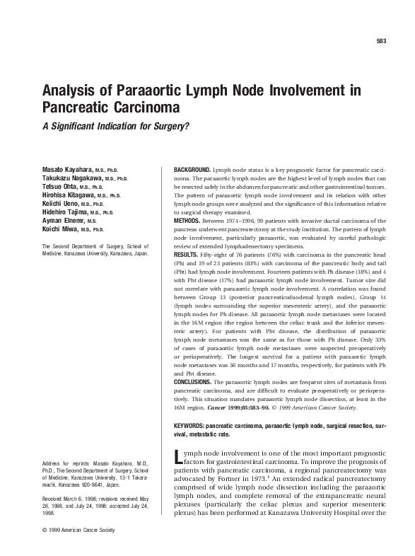 (PDF) Analysis of paraaortic lymph node involvement in pancreatic ...