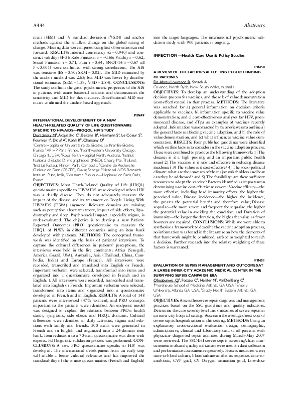 (PDF) PIN49 INTERNATIONAL DEVELOPEMENT OF A NEW HEALTHRELATED QUALITY OF LIFE QUESTIONNAIRE