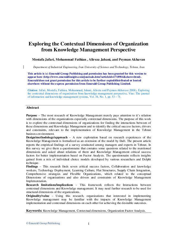 (PDF) Exploring the contextual dimensions of organization from ...