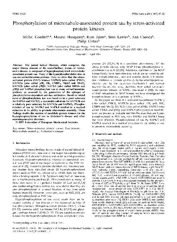 (PDF) Phosphorylation of microtubule-associated protein 2 (MAP2) and ...