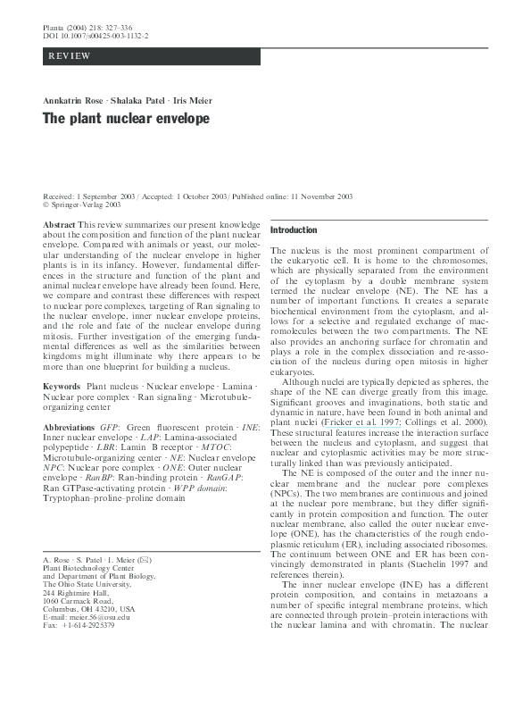 (PDF) The plant nuclear envelope