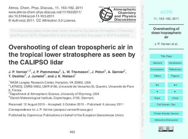 (PDF) Overshooting of clean tropospheric air in the tropical lower ...
