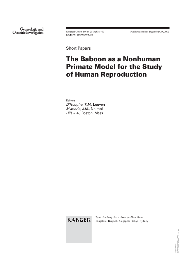 (PDF) The Baboon as a Nonhuman Primate Model for the Study of Human ...