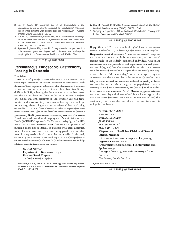 (PDF) Percutaneous Endoscopic Gastrostomy Feeding in Nursing