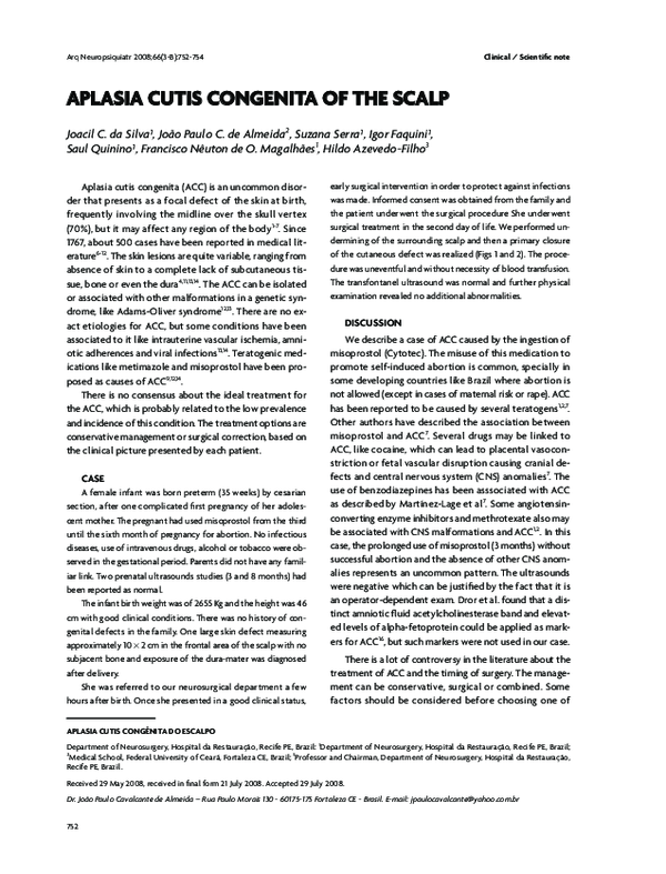 (PDF) Aplasia cutis congenita A case report and literature review