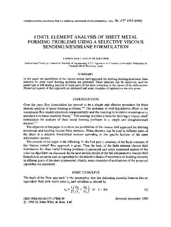 (PDF) Finite Element Analysis of Sheet Metal Forming Process