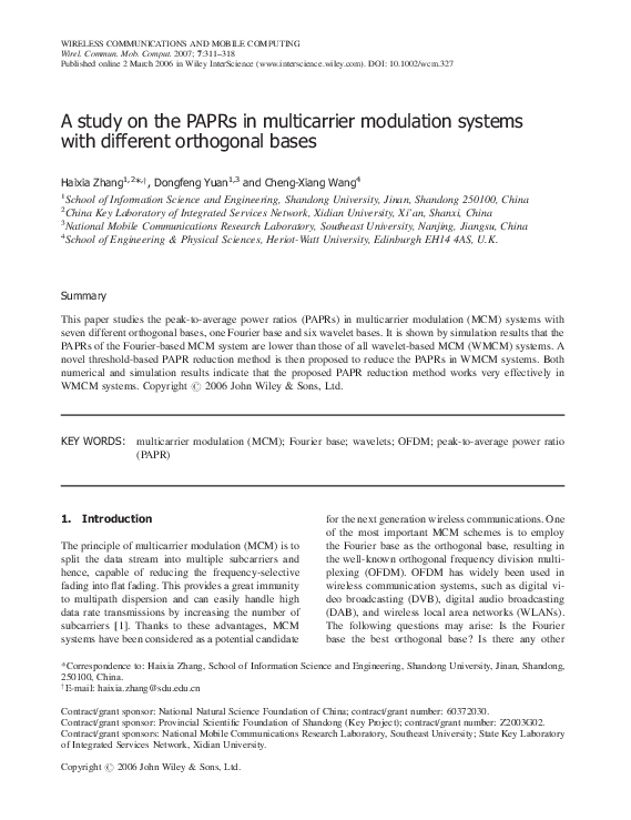 (PDF) A study on the PAPRs in multicarrier modulation systems with ...