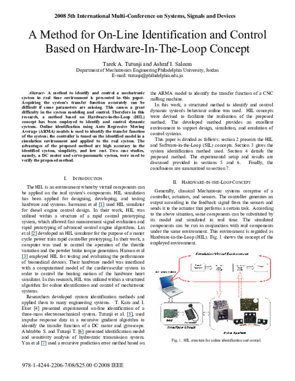 (PDF) A method for online identification and control based on hardwareintheloop concept