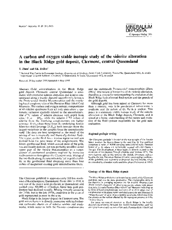 (PDF) A carbon and oxygen stable isotopic study of the siderite ...