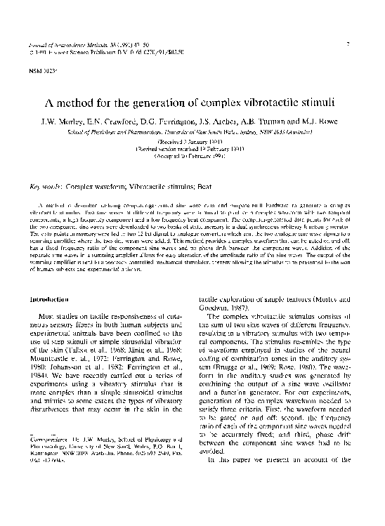(PDF) A method for the generation of complex vibrotactile stimuli
