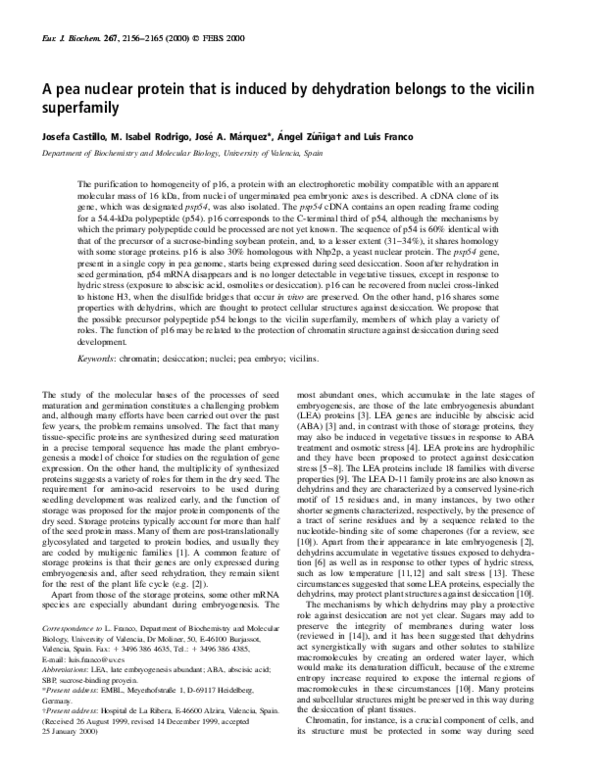 (PDF) A pea nuclear protein that is induced by dehydration belongs to ...