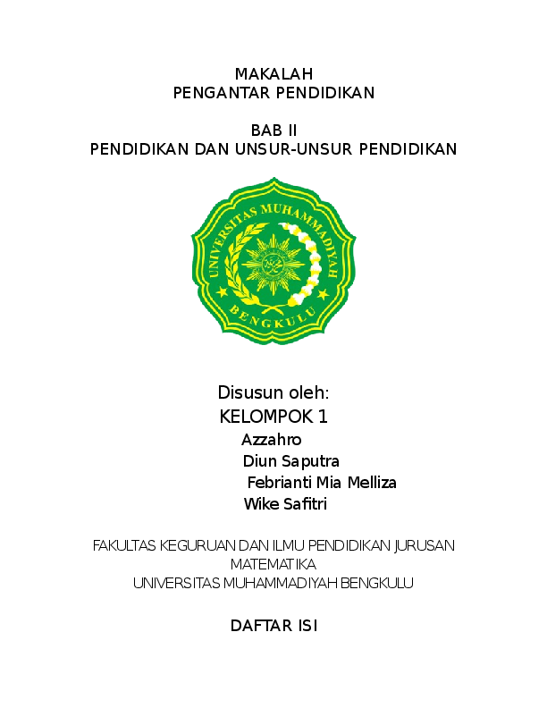 Doc Makalah Pengertian Dan Unsur Unsur Pndidikan Sefiola Vagenza Academia Edu