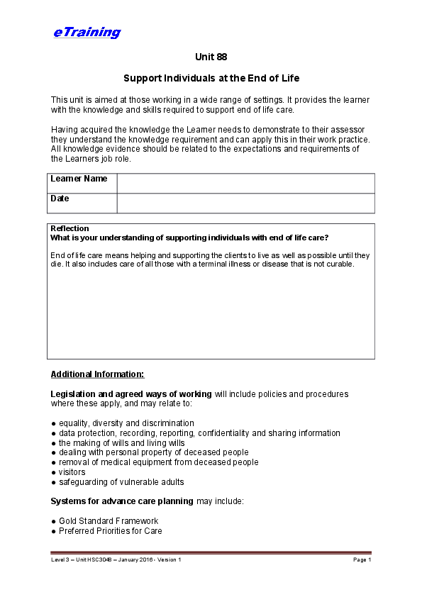 (DOC) Support the Individuals at the End of Life